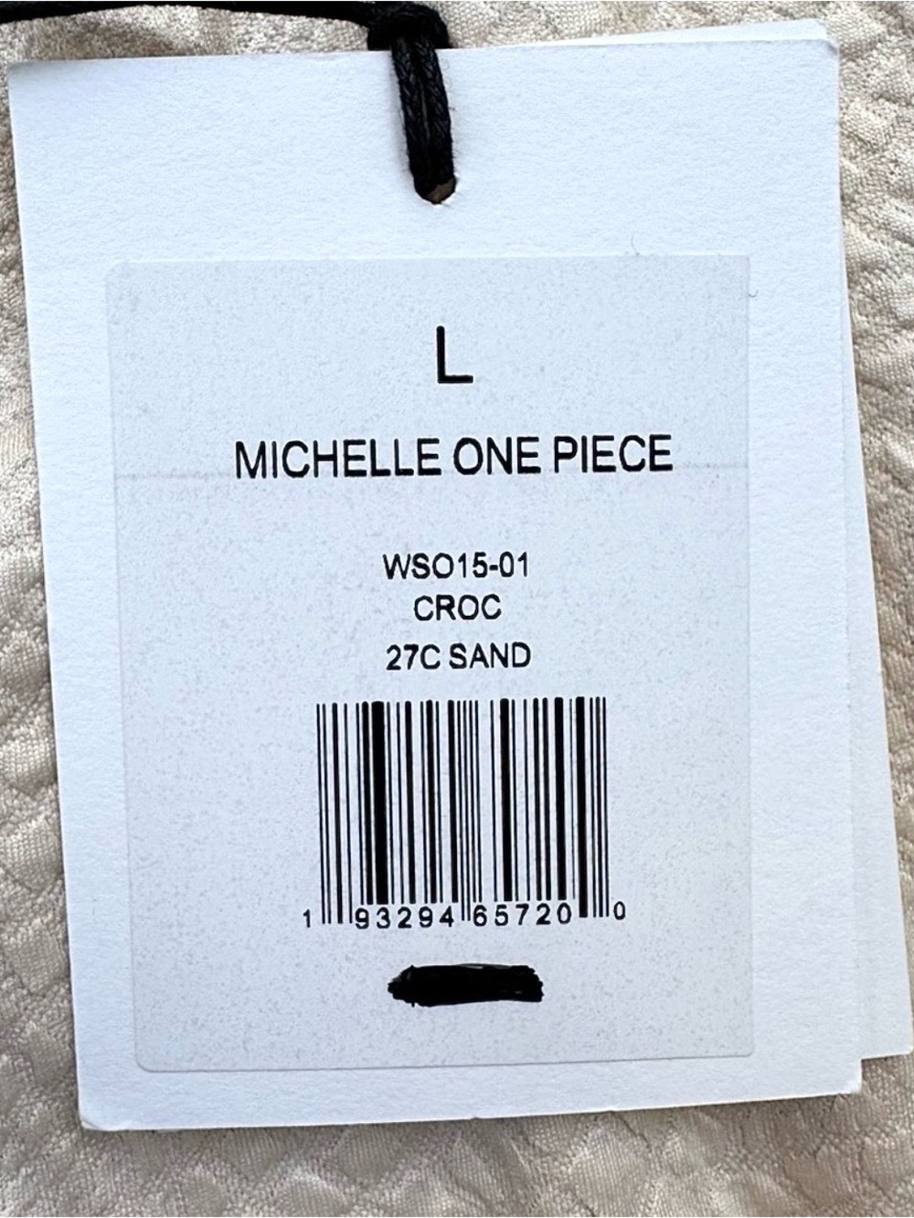 Onia One Piece Swimsuit Belted Croc Textured Sand Cream Size Large NWT - Picture 9 of 11